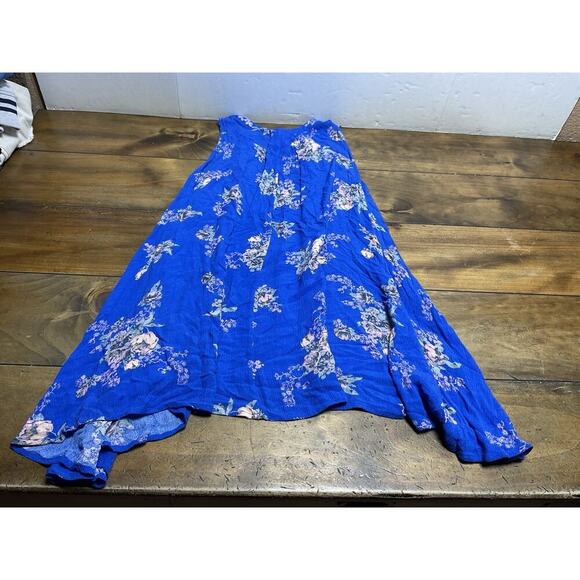 FREE PEOPLE Floral Sleeveless Mini Swing Blue Keyhole Dress Size XS - Picture 9 of 10